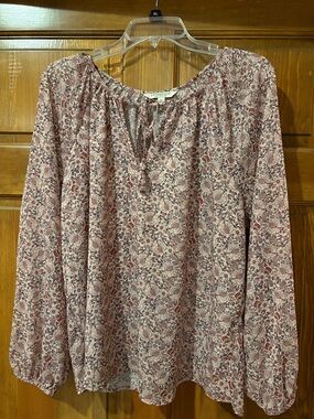 Liverpool Mauve Floral Peasant Blouse
